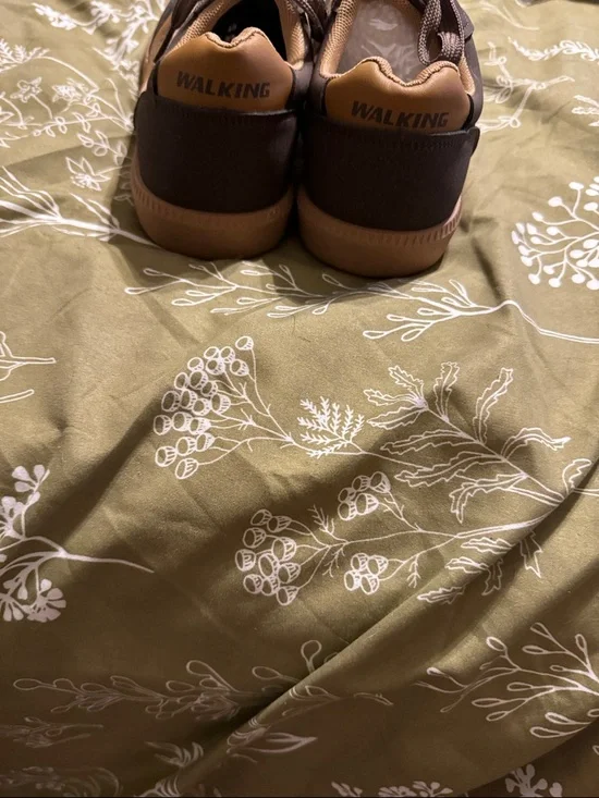 Brown Women's Lace-Up Sneakers with Tan Stripes - Picture 3 of 6